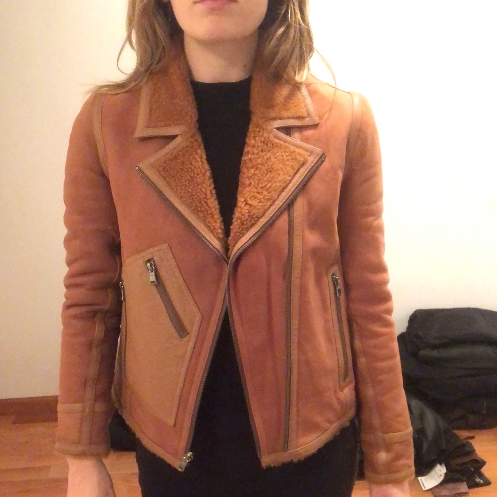 Reversible Shearling Leather Moto Jacket